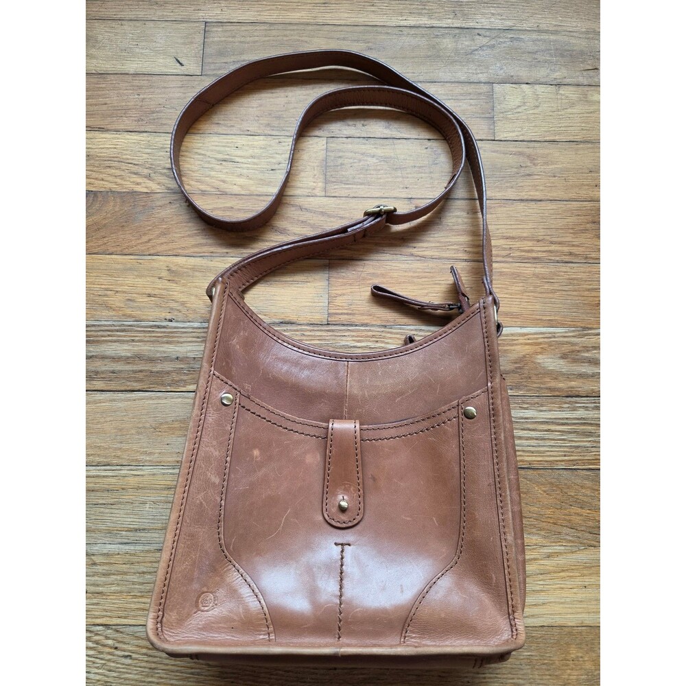 Born leather brown crossbody bag hippie bohemian adjustable strap worn leather - Picture 1 of 11